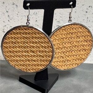 Round Woven Earrings with Silver Accents